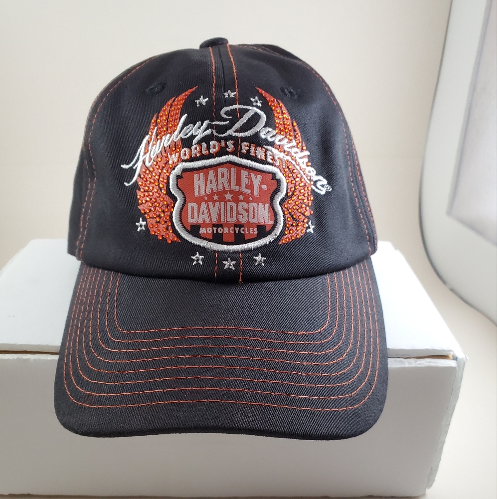 Harley-Davidson Black and Orange Logo Cap